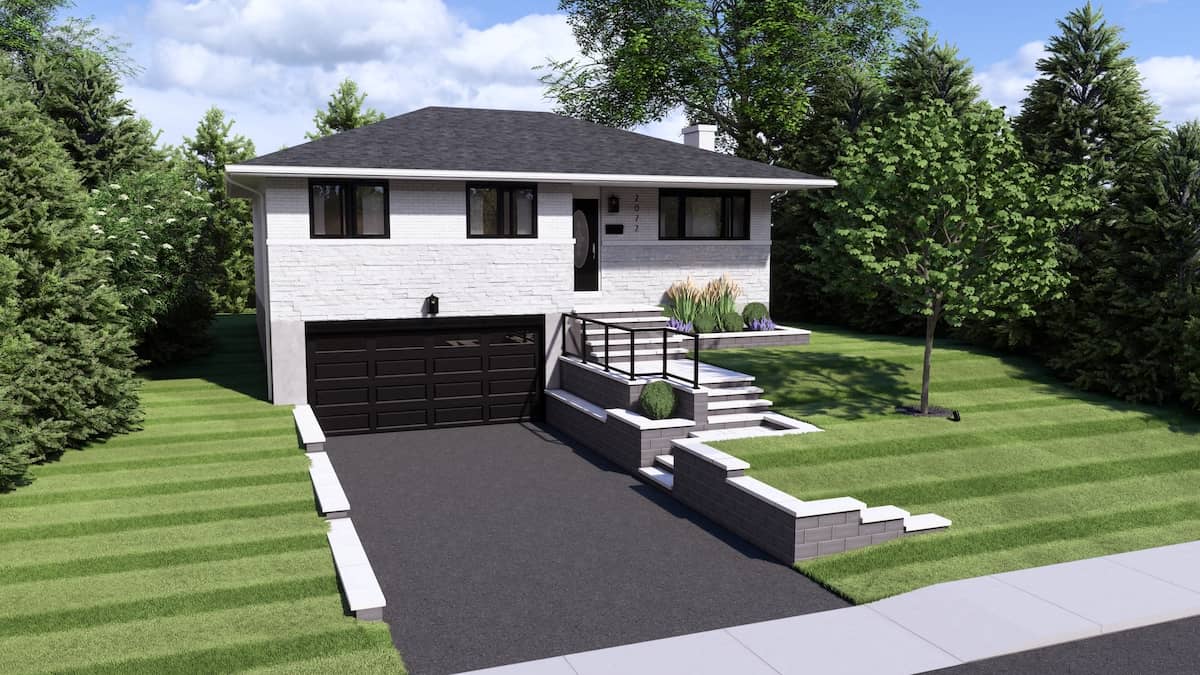 Rendering of a front yard landscape renovation project in Ottawa by VS Landscape